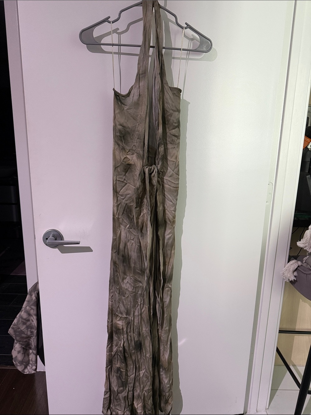 Zara Olive-Green Sleeveless Tie-Back Maxi Dress